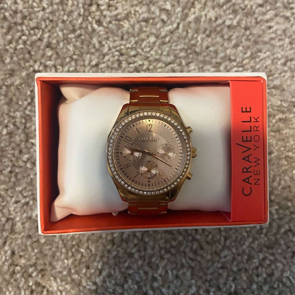 Caravelle rose gold watch